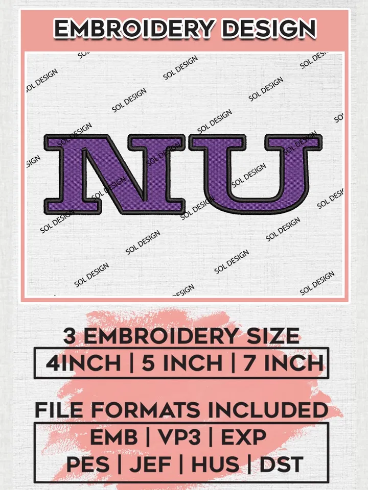 NCAA NU Purple Eagles Football Team Logo Embroidery Design Files, NCAA Niagara Purple Eagles Machine Embroidery, NCAA Teams, Game Day, 3 sizes, NCAA Machine embroidery designs, Digital Download