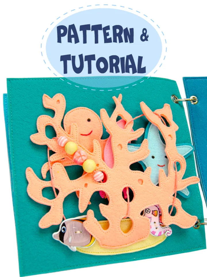 Coral, Quiet book page, Under the sea, Pattern and Tutorial, SVG files