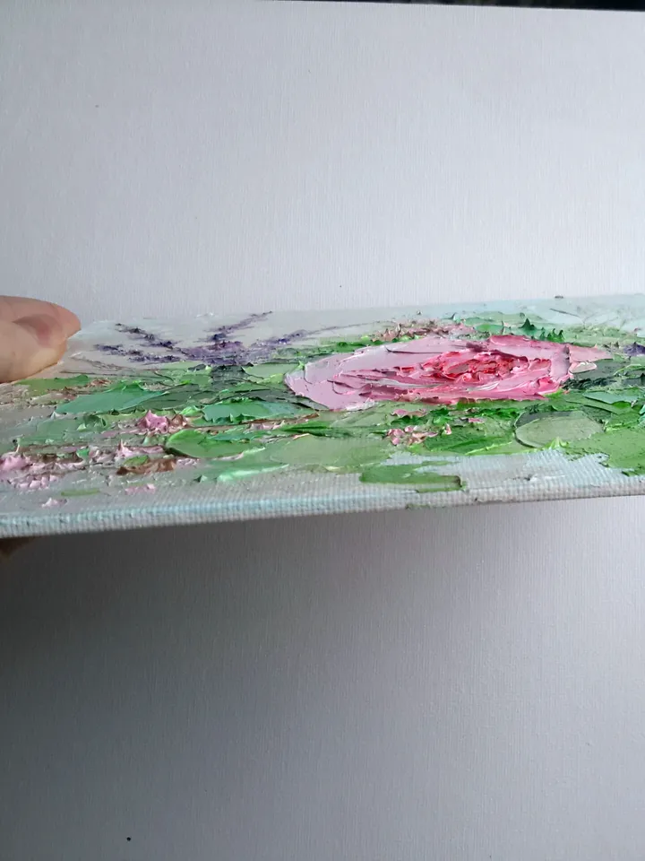 Pink Roses Original Oil Painting Flowers Impasto Floral Artwork