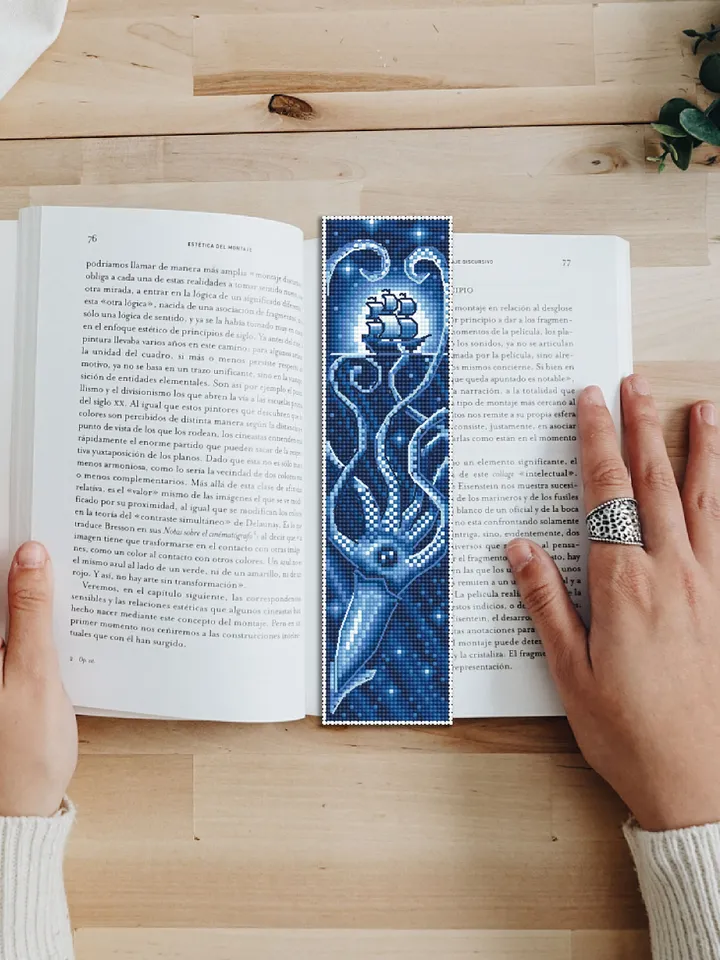 Kraken bookmark cross stitch pattern download PDF, Ocean handmade bookmark digital, Sea monster cross stitch, Under the sea embroidery #B85
