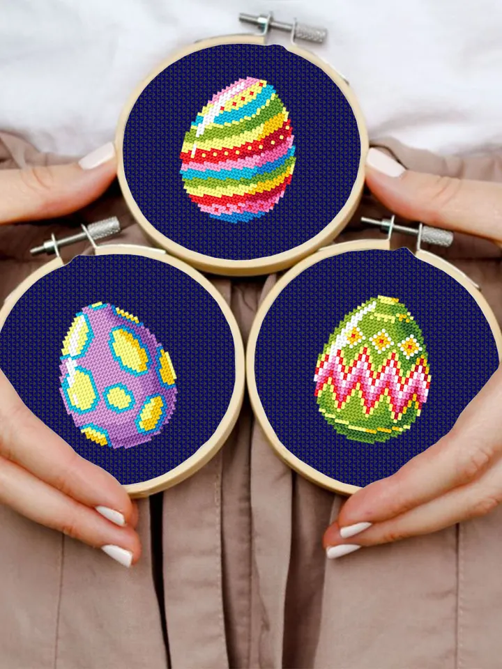 Easter eggs cross stitch pattern download PDF Funny Easter bunny cross stitch chart, Easter cross stitch sampler, DIY Easter home decor #T5