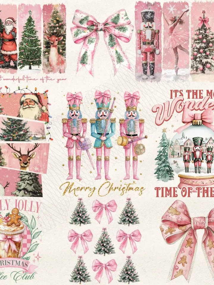 Pink Christmas Best Seller Png Bundle Nutcracker, Snow Globe PNG, Pink Christmas PNG, Coquette png, Pink bow png, Coquette Christmas png