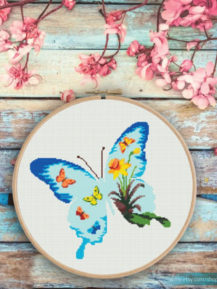 Butterfly Silhouette Cross stitch pattern | Embroidery Pattern | Instant Download | Embroidery Designs