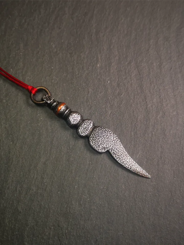 Gandhanra Tibetan Shankha Amulet ,Conch Pendant,Made of Cold Iron,3.15&quot;