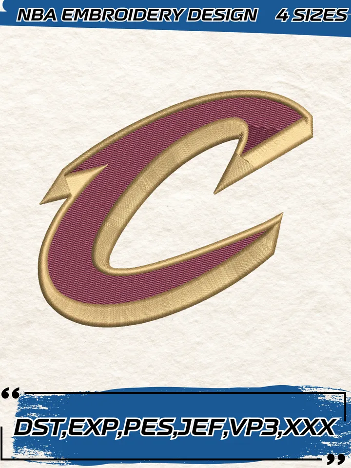Cleveland Cavaliers Embroidery Designs,NBA Logo Embroidery Files, Machine Embroidery Design File, 4 Sizes,Digital Download