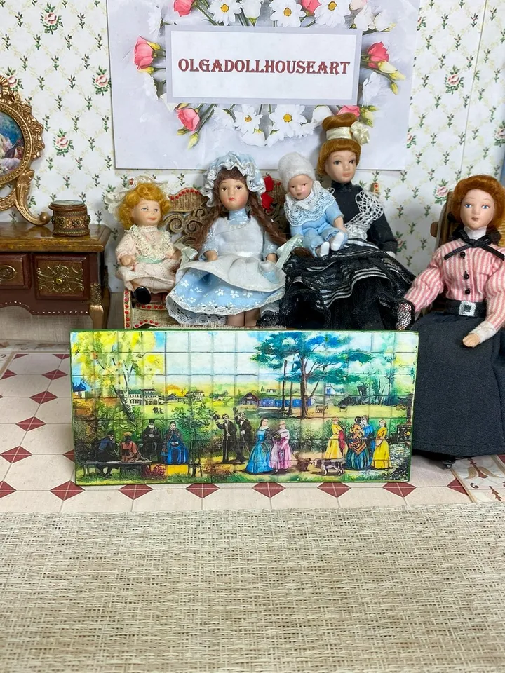 Dollhouse panel. 1:12. Handcrafted. Imitation tiles. Wall panel. Miniature dollhouse.