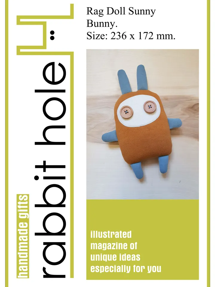 Bunny sewing pattern PDF, digital tutorial in english, Diy rag doll