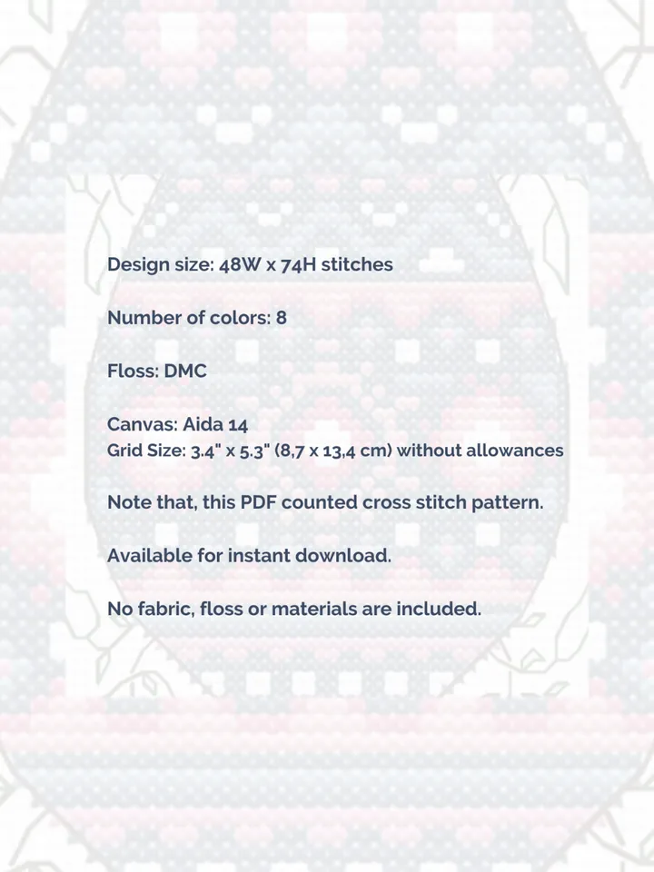Cross stitch pattern Easter, cross stitch pattern PDF Easter egg