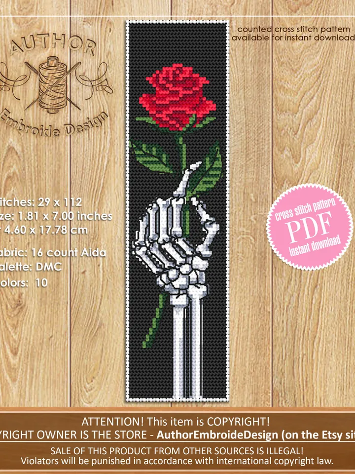 Gothic bookmark set cross stitch pattern PDF download Halloween Christmas cross stitch chart, Dancing skeleton cross stitch, Horror  #B137
