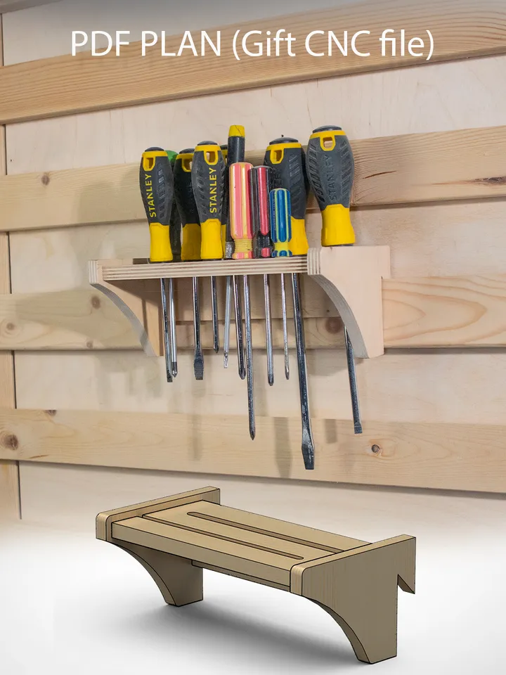 Screwdriver Rack Plans (PDF, SVG) for Workshop – DIY French Cleat Storage System
