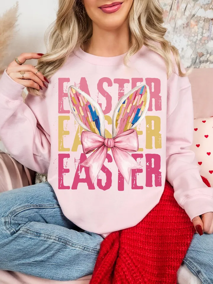 Easter Bunny Coquette PNG | Easter Day Png | Happy Easter Png | Easter Brushstroke Png | Girls Easter | Bunny Ears | Jesus Easter