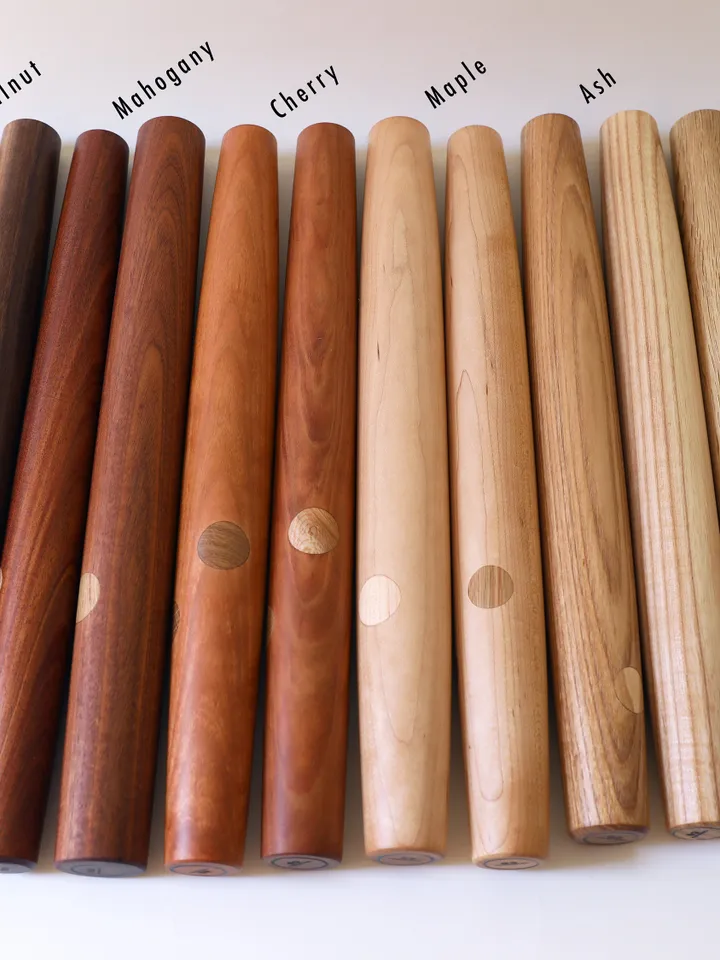 French Style Rolling Pin with Decorative Polka Dot Inlays