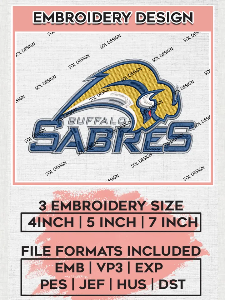 NHL Buffalo Sabres Team Writing Logo Embroidery Design, NHL Buffalo Sabres Logo Embroidery Files, Hockey Team Machine Embroidery, Machine Embroidery Design