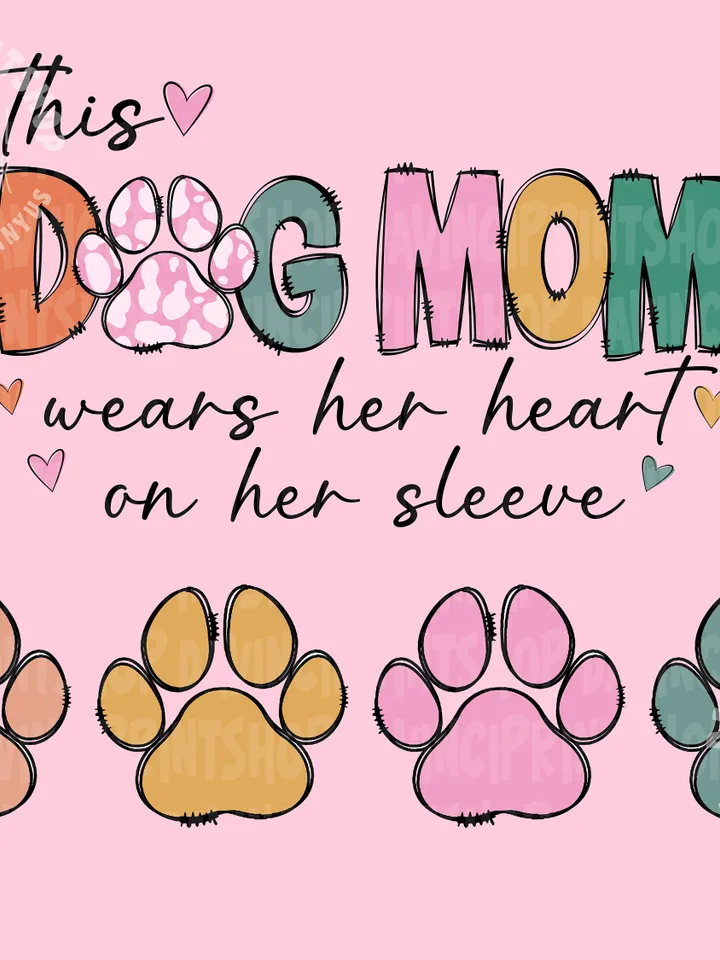 This Dog Mom Wears Her Heart on Her Sleeve Png, Dog Paw Png, Custom Dog Name shirt Png, Dog Mama Png, Dog Lover, Dog Lover shirt Png, png