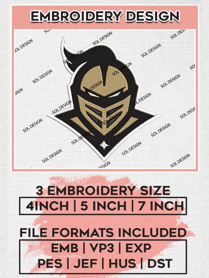 UCF Knights Mascot Embroidery Designs, NCAA Logo Embroidery Files, NCAA UCF Knights Logo, NCAA Embroidery Designs, Machine Embroidery Designs, Digital Download