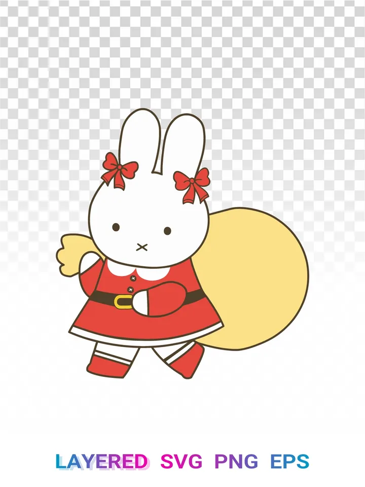 Miffy Christmas PNG 🎄 Santa Bunny SVG, Holiday Clipart