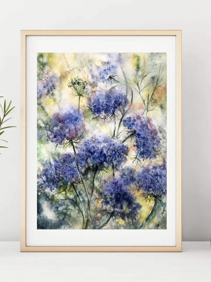 Flowers Original Painting Watercolor Wildflowers Wall Art Floral