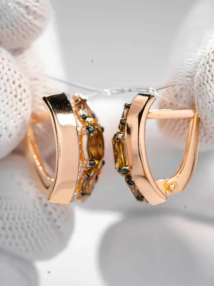 Earrings jewelry Silver gold plated 925 assay value with sultanite
