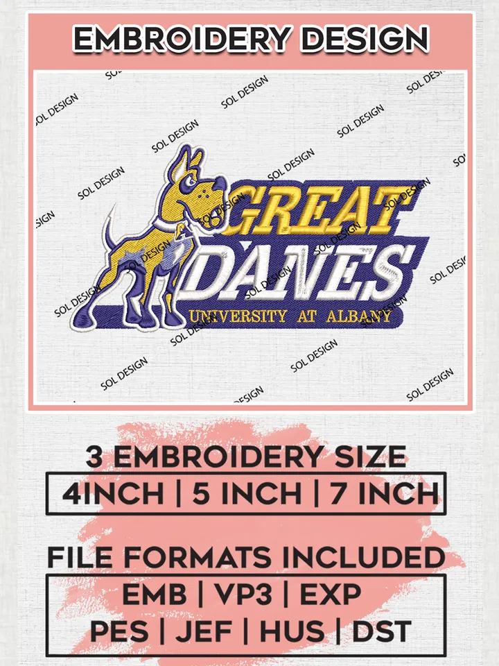 UAlbany Great Danes College Football Team Logo embroidery designs, NCAA UAlbany Great Danes Logo Machine embroidery files, NCAA Team Logo embroidery designs, NCAA Game Day Machine embroidery designs, Digital Download