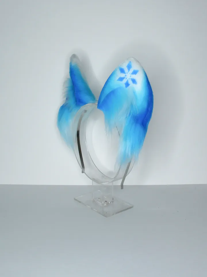 Cryo Genshin Impact faux fur cat ears on headband