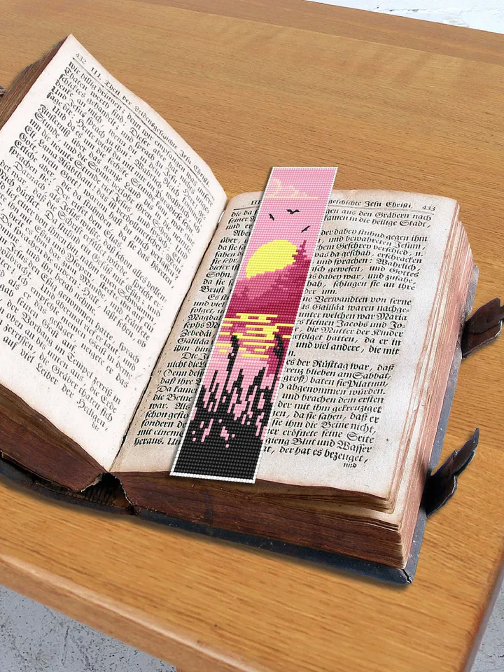 Nature bookmark cross stitch pattern digital PDF Modern handmade bookmark embroidery beginners Instant download Gift for book lover #B12
