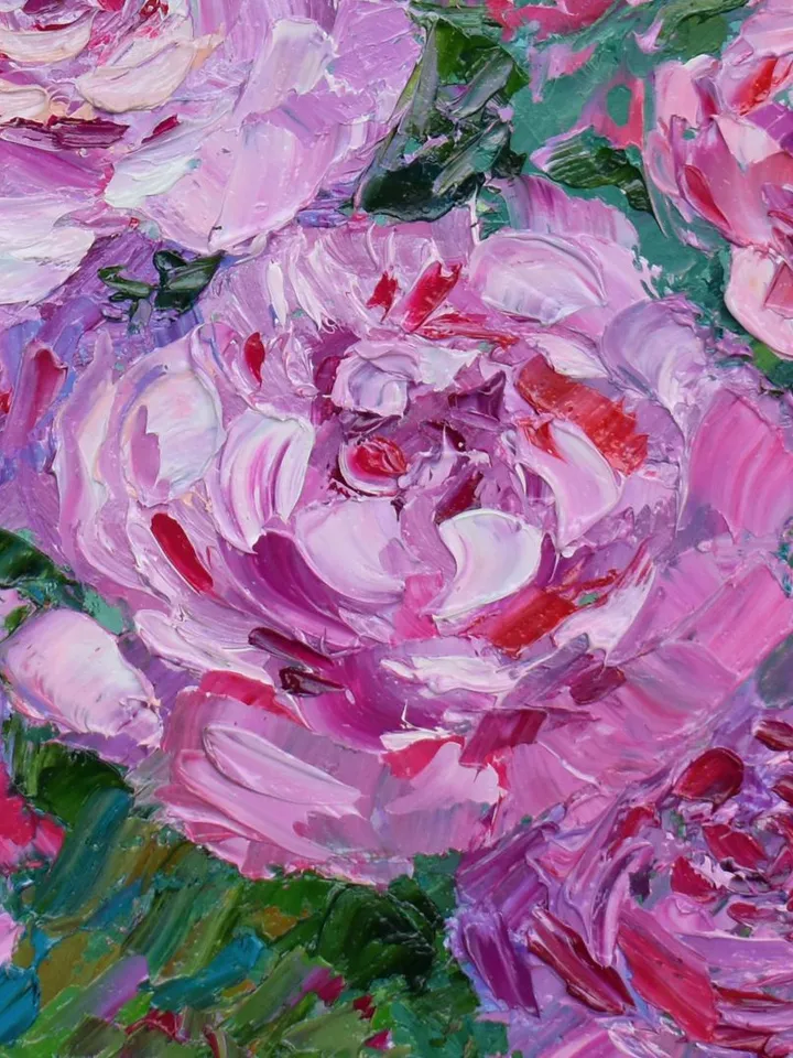 Peony oil painting Flower artwork Pink Peones wall art Froral Original Art by Juliya JC