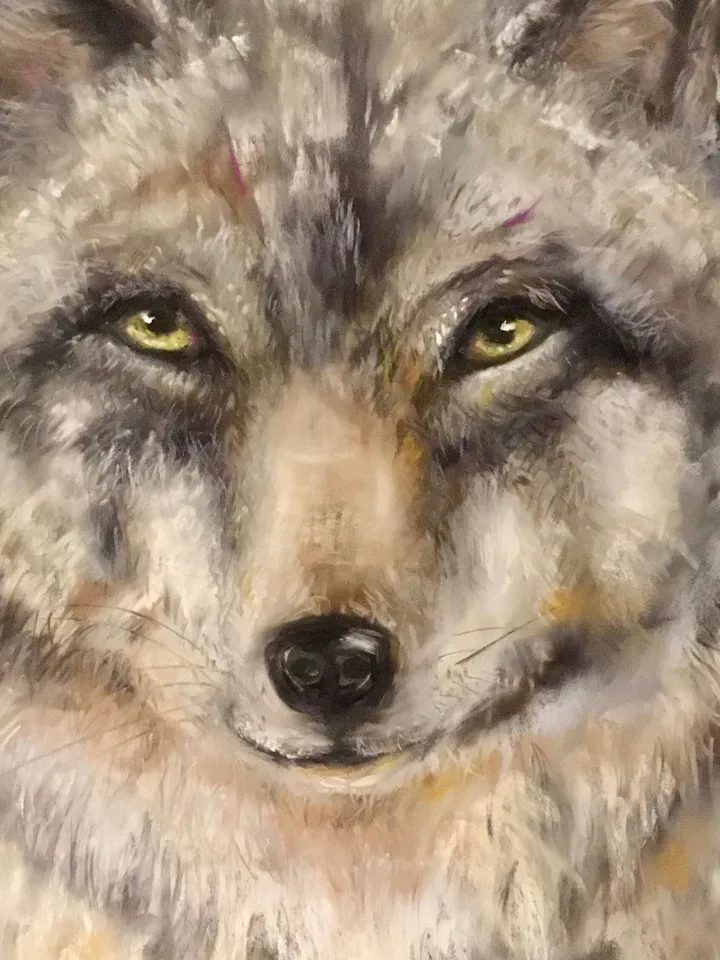 Wolf painting,original soft pastel painting on pastelmat ,wild animals painting,unique gift for animal lovers,wall hanging,kids room decor
