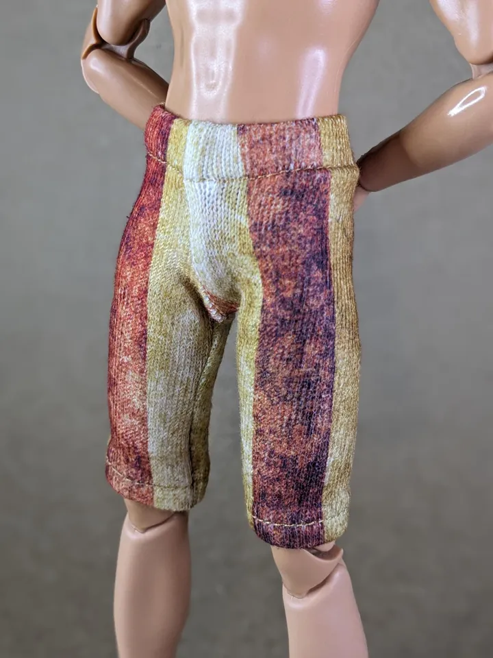 Graphic printed elastic shorts for for 12-inch fashion male dolls