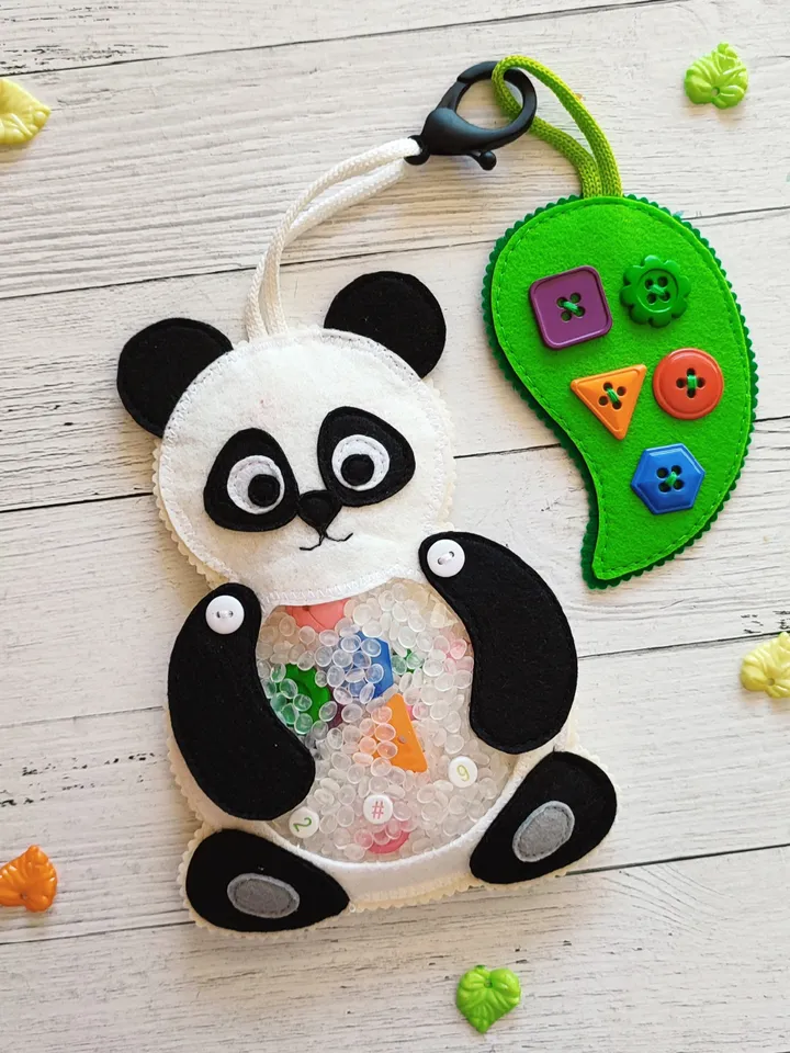 Panda I spy bag pattern & tutorial, I spy game felt pattern, Montessori travel toys, Autism sensory toys PDF, Felt Sewing pattern baby