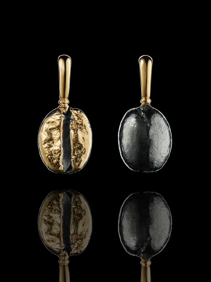 Coffee bean charms antique silver tone gilt 999