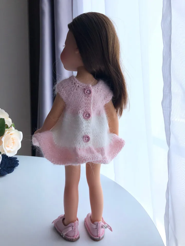 EASY Dress PDF Knitting Pattern Tutorial BASIC Dress Short Sleeves for Paola Reina doll (12"/32 cm) eng