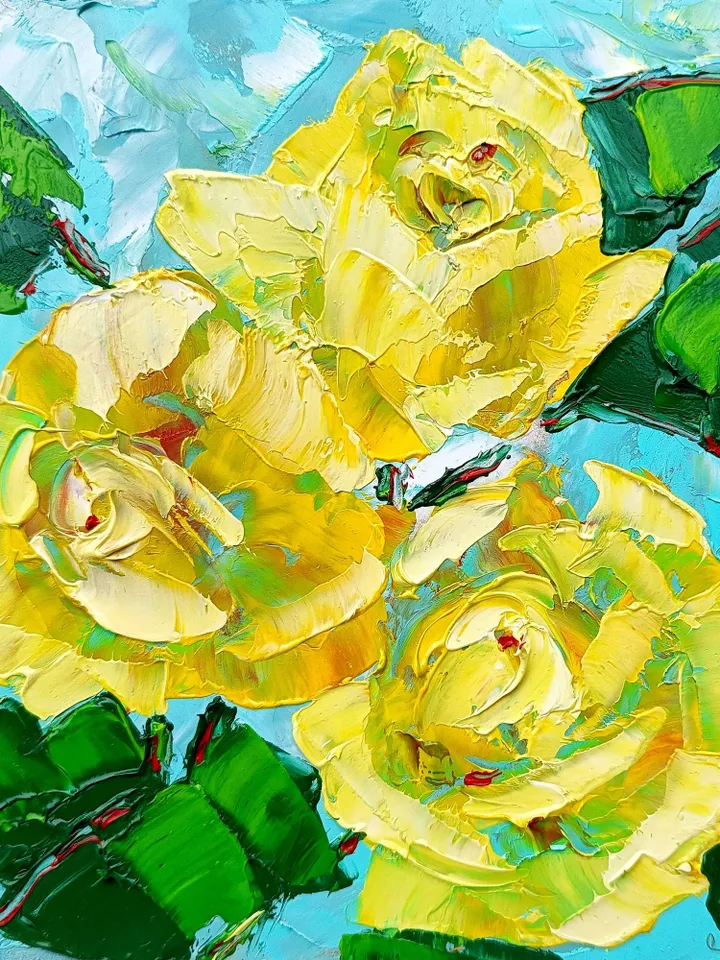 Rose Painting Floral Impasto Original Art Impasto Oil Painting Small Flowers Wall Art 6x6 Evoke the Delight of Spring by Art ProkopaloSv
