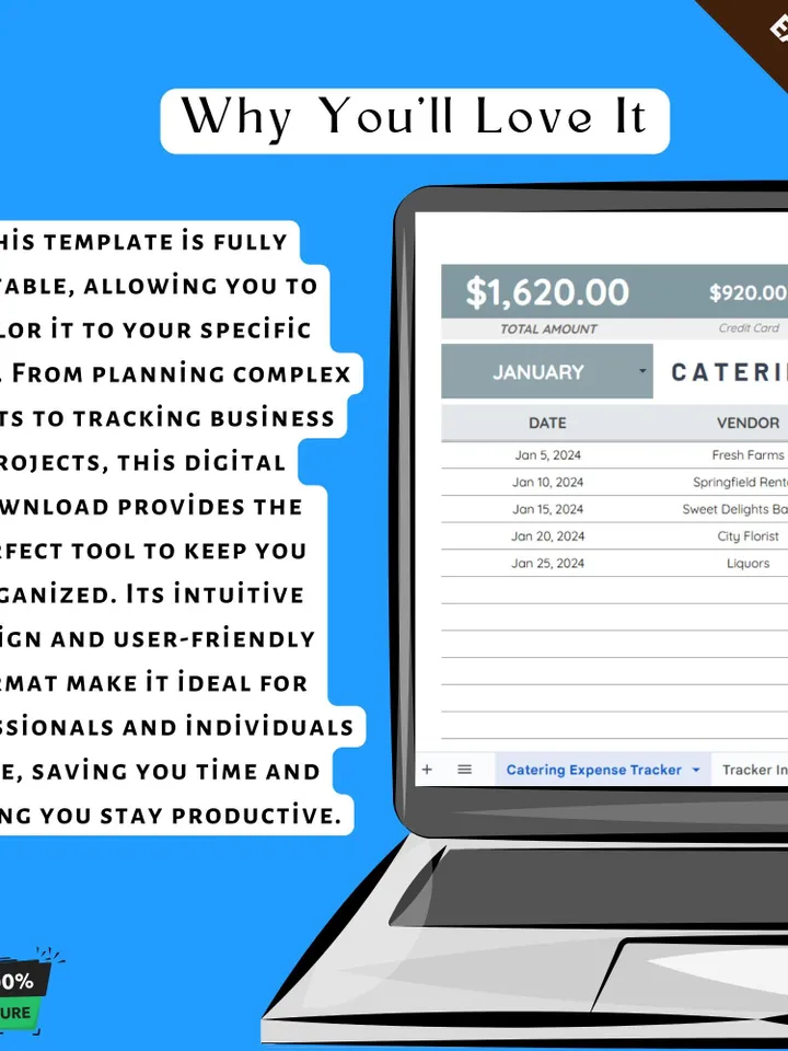 Catering Expense Tracker Template, Event Catering Budget Planner, Food & Beverage Cost Management Spreadsheet