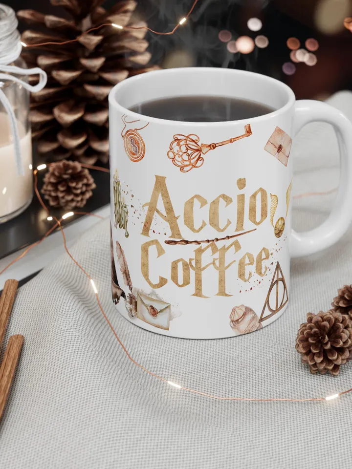 Accio Coffee Cup Mug 11oz - Wizarding World Inspired Ceramic Tea Cup Coffee Lovers, Wizard Gift, Magic Mug, Muggle Cup, Novelty Drinkware