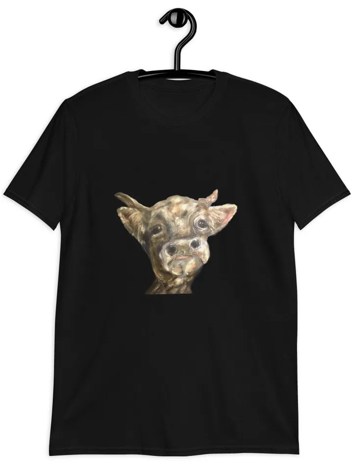 Cow in love Short-Sleeve Unisex T-Shirt with my original pastel painting