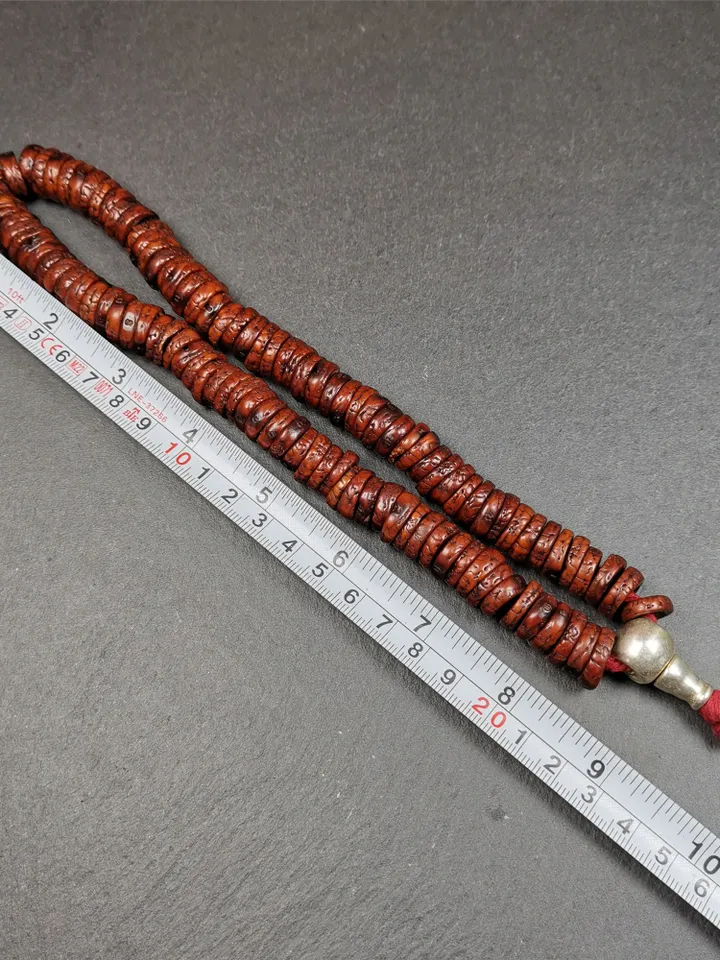 Gandhanra Antique 108 Bodhi Beads Mala,Old Prayer Beads Necklace,Diameter 13mm,Circumference 44 cm