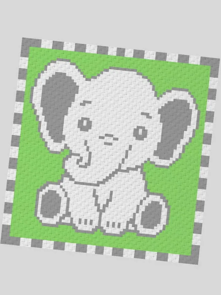 Crochet C2C Baby Elephant baby blanket pattern