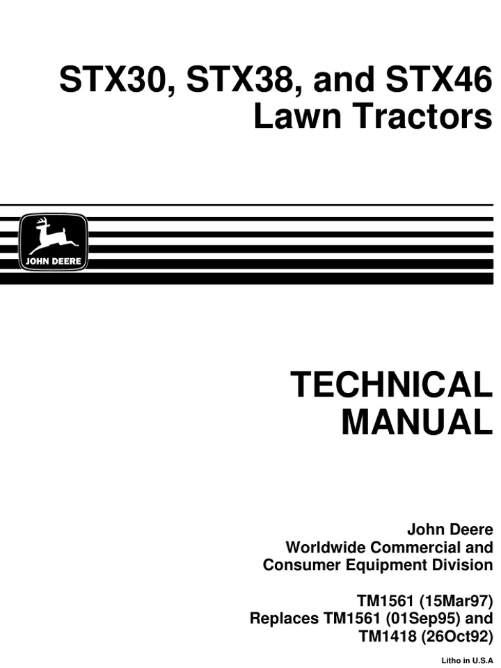 John Deere STX30 STX38 STX46 Technical Service Manual TM1561