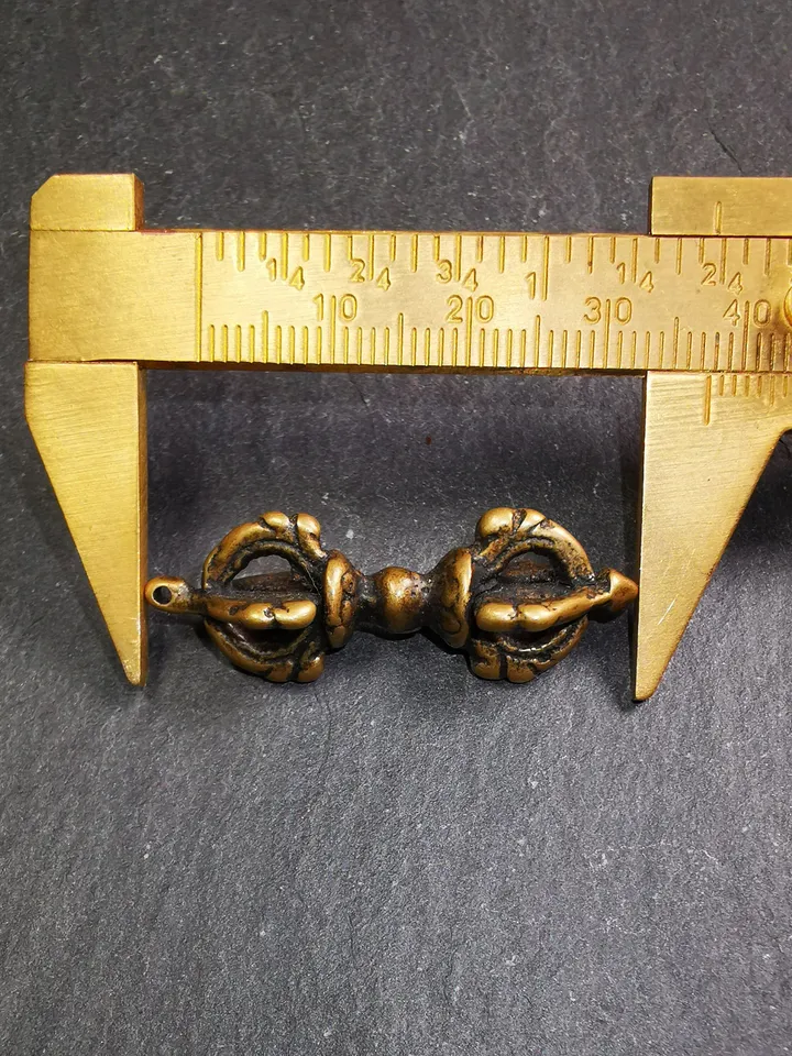 Gandhanra Tibetan Buddhist Amulet,Dorje Vajra Pendant with Leather Chord,Made of Brass,1.5"