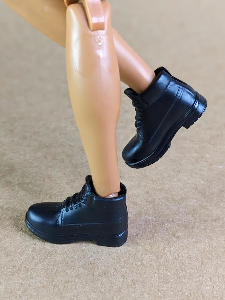 Classic black hiking boots for 1/6 scale male dolls