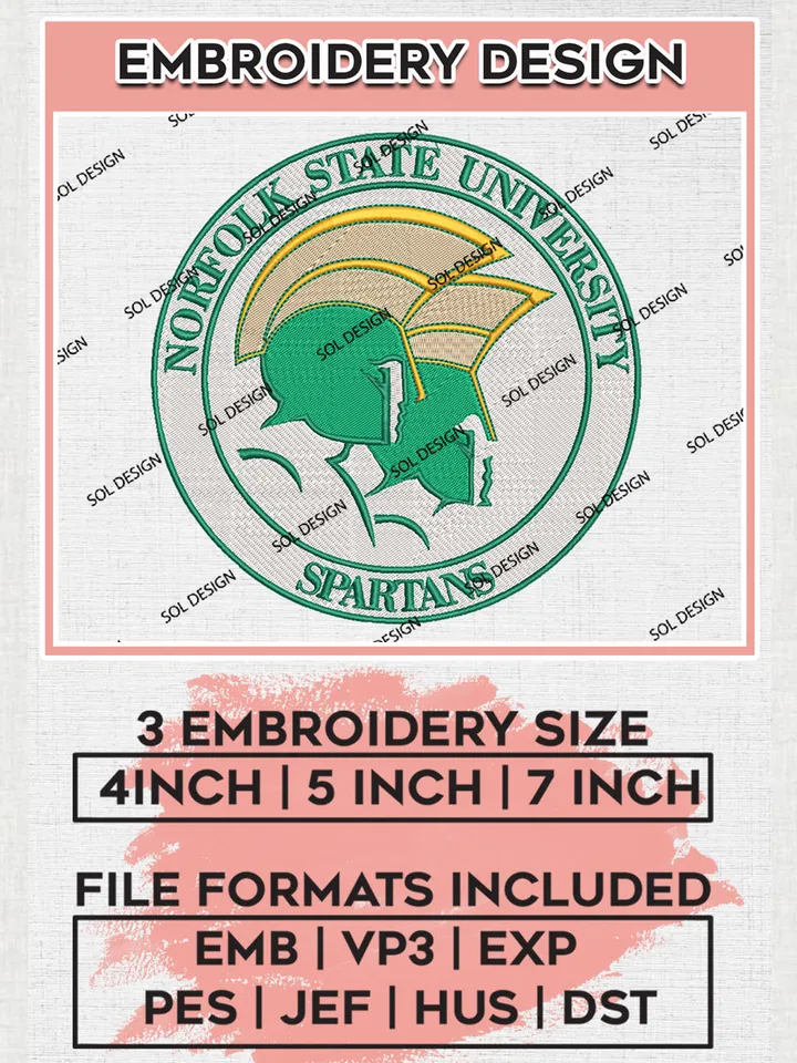 Norfolk State Spartans College Football Team Round Logo embroidery designs, NCAA Norfolk State Spartans Logo Machine embroidery designs, NCAA Team Logo embroidery designs, NCAA Game Day Machine embroidery designs, Digital Download