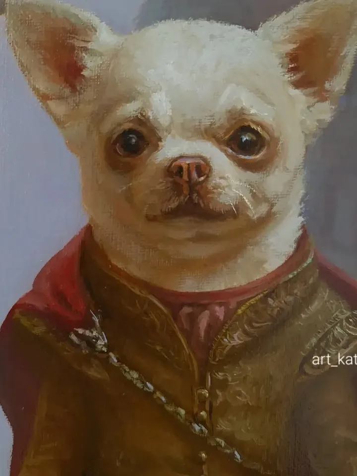 Chihuahua Original oil painting on linen canvas "Mother of dragons"