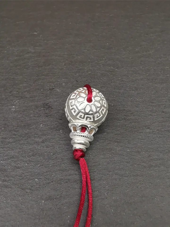 Gandhanra Handmade Tibetan Guru Bead,T-drilled 3-Hole Bead for Prayer Bead,Sterling silver Connector Bead for Mala Accessories