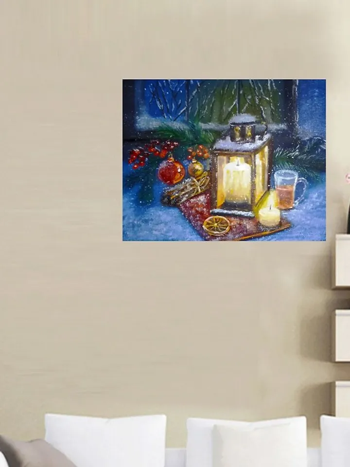 Christmas Painting Christmas Wall Decoration Christmas Lantern Canvas 40x50 cm