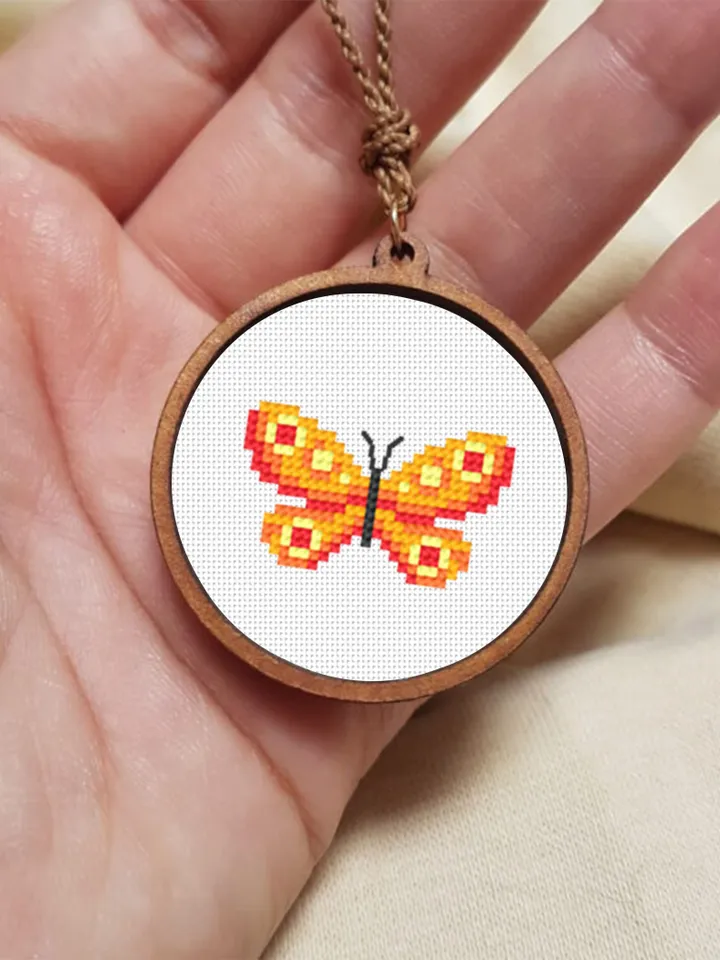Butterfly cross stitch pattern PDF download, Sampler Butterflies cross stitch chart, Small moth cross stitch, Simple butterfly ornament #K35