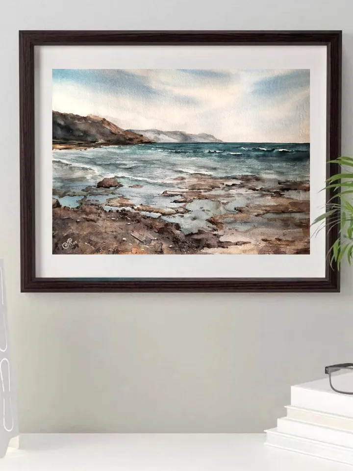 Seascape Original Coastal painting Watercolor Painting Seascape Wall art Ocean Painting Sea Landscape Painting