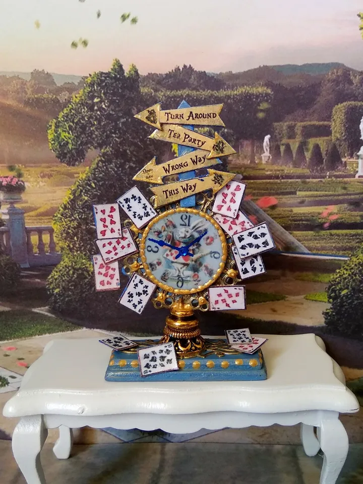 Doll clock in the style of Alice. Imitation.1:12 scale.