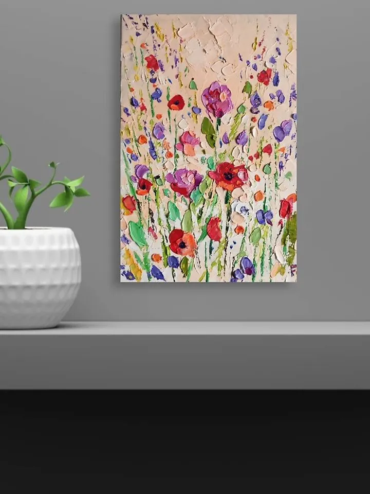 Poppy Painting Wildflower Wall Decor Original Art Oil Painting Verafe