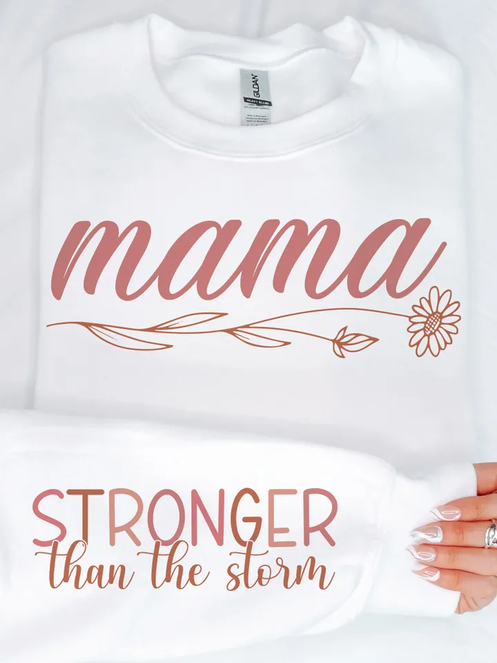 Mama Stronger than the Storm Svg Png, Motivational Mom Sleeve Shirt Design Svg, Positive Mom Quotes Svg Png, Mama Life Trendy Svg Png