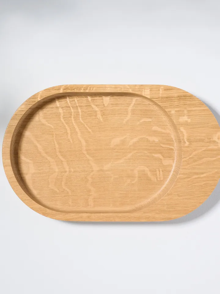 Large Oval Shaped White Oak Catchall Modern Valet Tray